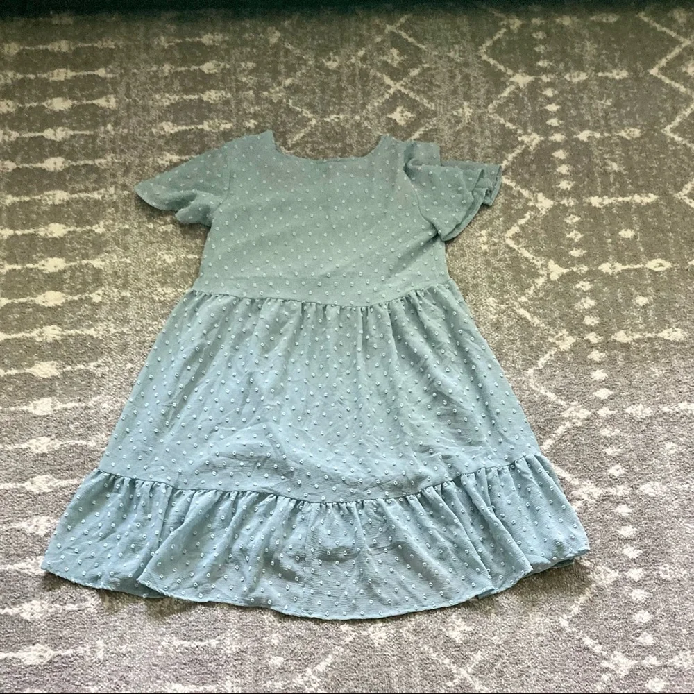 Filly Flair dusty blue raised dot short sleeve dress - Picture 4 of 6